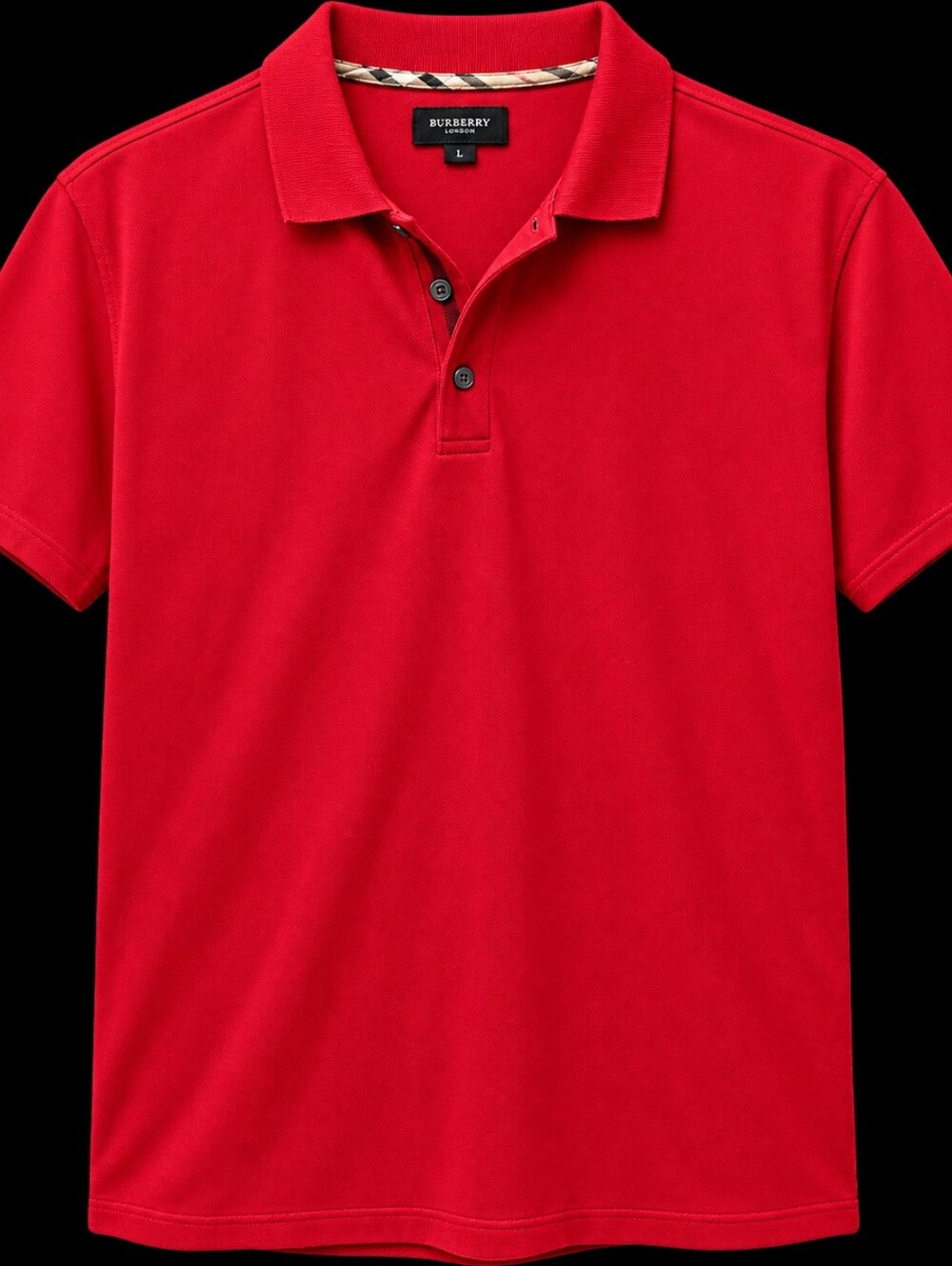 Burberry Golf Red Polo Shirt Men's XL Nova Check Trim Cotton Stretch Classic
